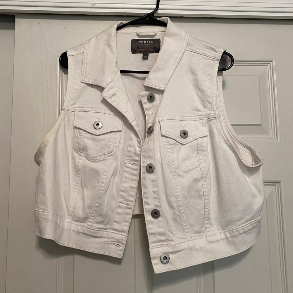 Torrid White Denim Vest